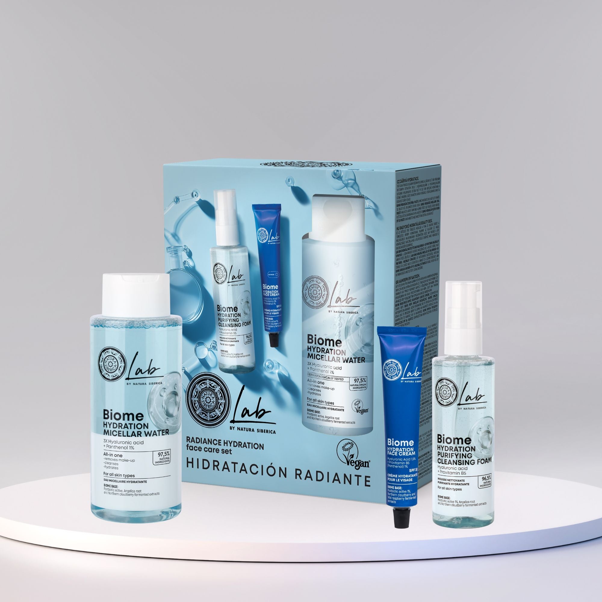 Natura Siberica Lab by NS Biome Hydration & Glow Face Care Set. 400ml/200ml/50ml