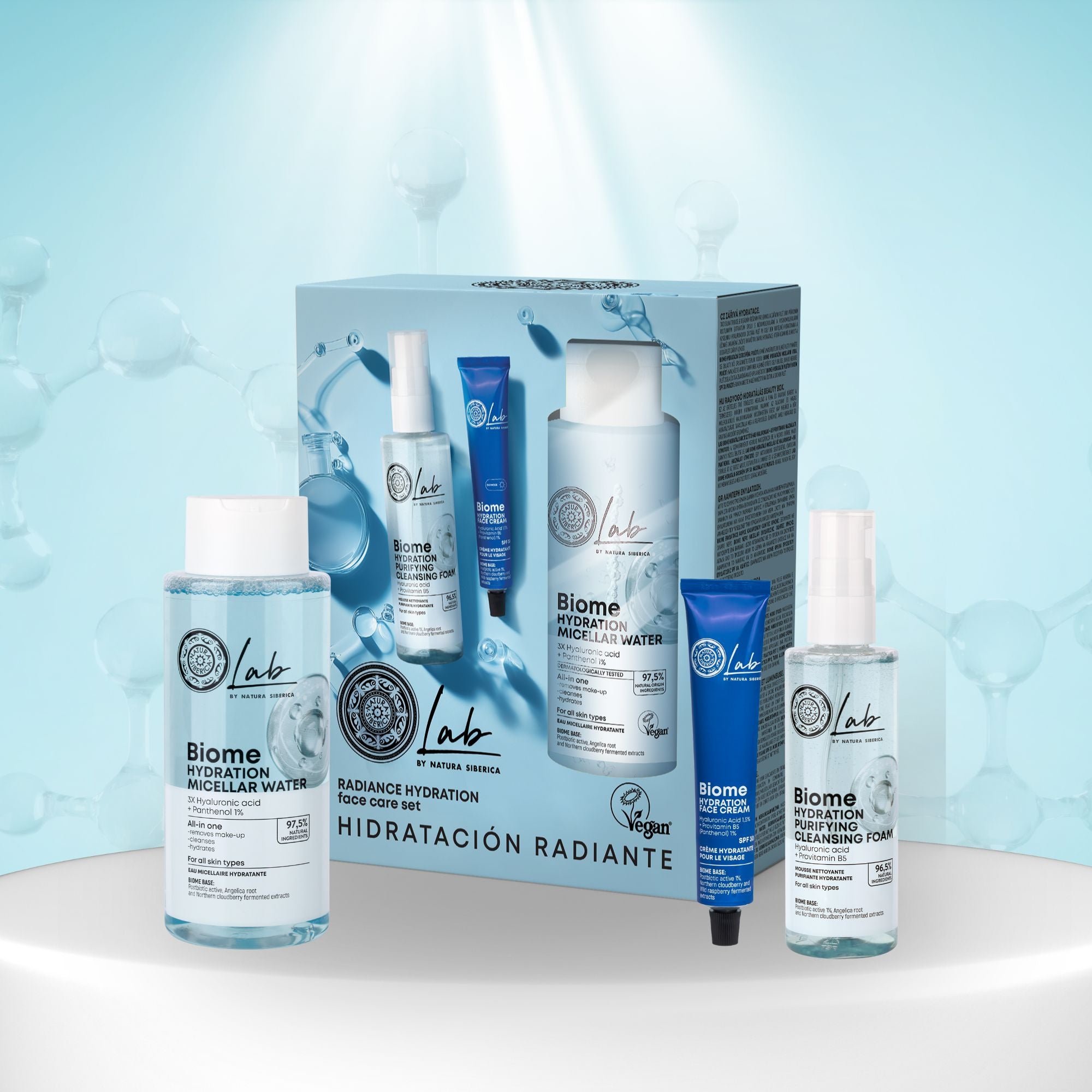 Natura Siberica Lab by NS Biome Hydration & Glow Face Care Set. 400ml/200ml/50ml
